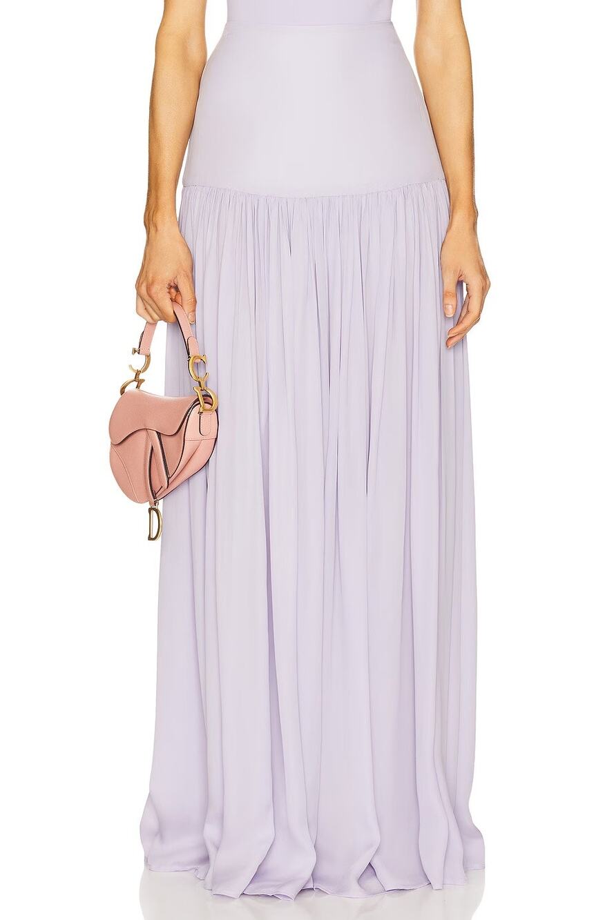 Helsa Diaphanous Maxi Skirt High Waist Flowy Elegant Boho Chic Purple Party XXS